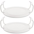thumbnail image 4 of Plateau de Four à Micro-Ondes avec Support de Rangement en Couches pour Usage Domestique Blanc ABS 2 Pcs, 4 of 8