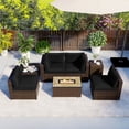 thumbnail image 1 of Costway 7 Pieces Outdoor Furniture Set with 32" Fire Pit Table and Propane Tank Cover Black, 1 of 10