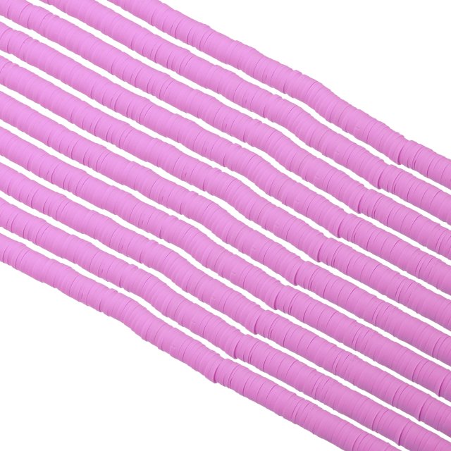 Unique Bargains Entretoise de Perles en Argile Polymère 6 mm, 3500 Pcs 10 Brins Ronde Plate Faite à la Main, Violet