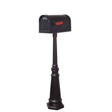 Special Lite Floral Curbside Mailbox with Tacoma Post - Black Aluminum Mailbox with Post - SCF-1003_SPK-591-BLK