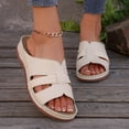 thumbnail image 4 of Womens Orthopedic Slides Sandals Comfortable Leather Peep Toe Walking Slip on Summer Shoes with Arch Support, 4 of 6