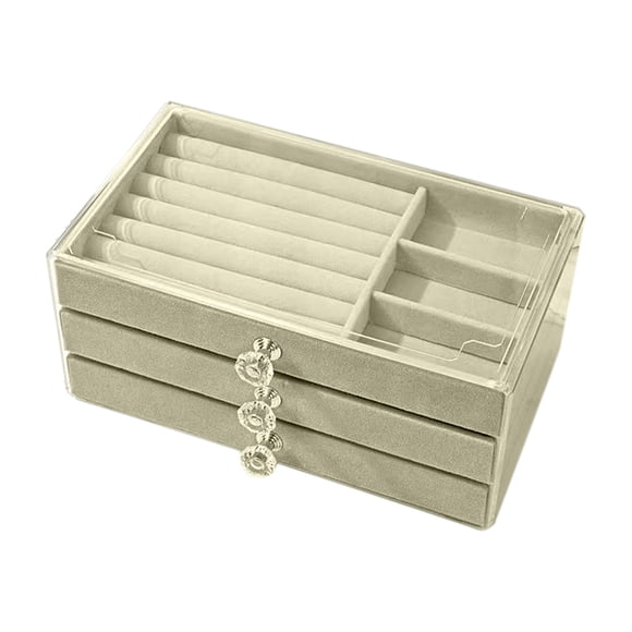 Boîte de Rangement pour Bijoux en Acrylique avec Couvercle et Intérieur en Velours 22 cm x 13 cm x 10,5 cm Organisateur Multicouche pour Boucles d'Oreilles Colliers Bagues