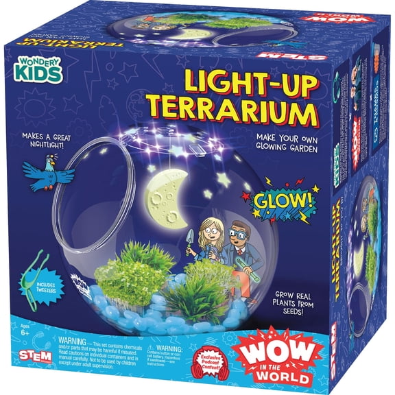 Wow in The World Terrarium Lumineux Cultiver des Plantes, Décorer Votre Terrarium, Phosphorescent, Lumières UV, Contenu Audio Compagnon, Outil Scientifique Réutilisable en Bonus, Jouet STEM pour Enfants 6+ par Thames & Kosmos