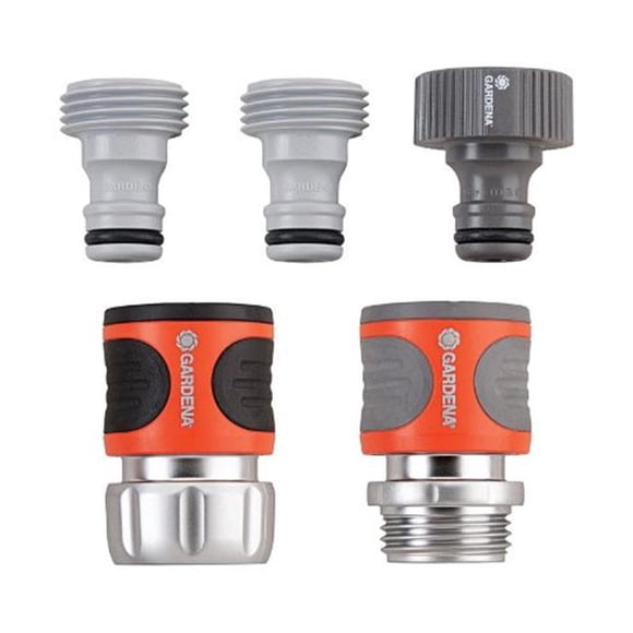 Gardena 39042-BK 0.62 & 0.5 in. Garden Hose Quick Connect Starter Set Metal