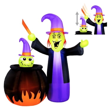 Occasions Halloween Sorcière animée gonflable de 5 pieds avec chaudron