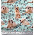 thumbnail image 1 of Soimoi Polyester Crepe Fabric Floral,Book & Golden Retriever Dog Printed Craft Fabric by The Yard 52 Inch Wide, 1 of 3