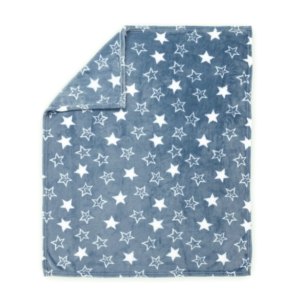 George Baby Blue Star Flannel Baby Blanket 30" x 36"