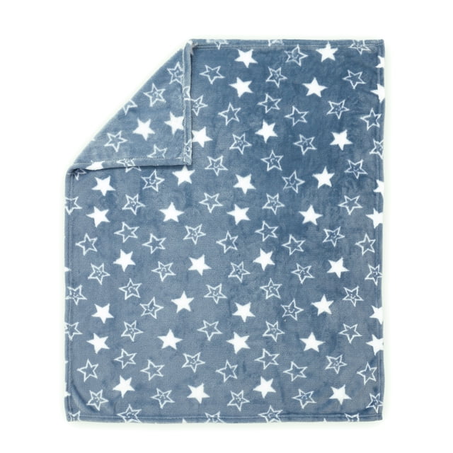 George Baby Blue Star Flannel Baby Blanket 30" x 36"