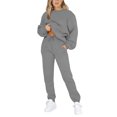 thumbnail image 1 of Innerwin Two Piece Outfit Drawstring Women Jogger Set Sports Long Sleeve Beam Foot Sweatsuits Grey S, 1 of 7