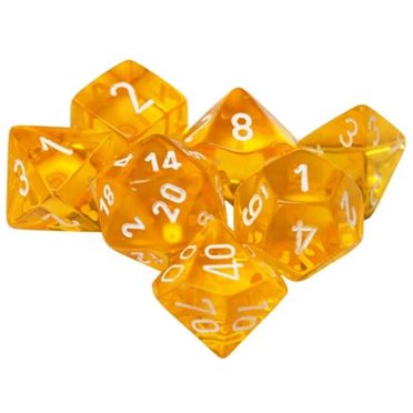Chessex Transulcent Polyhedral Dice Set Yellow with White