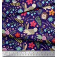 thumbnail image 3 of Soimoi Polyester Crepe Fabric Floral,Rabbit & Porcupine Cartoon Printed Fabric 1 Yard 52 Inch Wide, 3 of 3