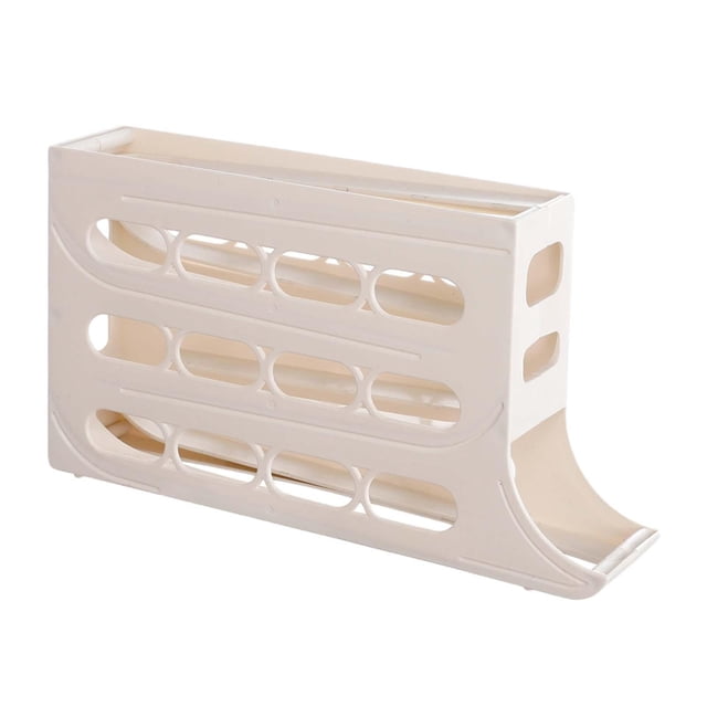 simhoa Refrigerator Rolling Egg Dispenser Egg Holder for Countertop Cabinet Kitchen White