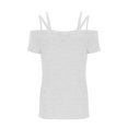 thumbnail image 4 of T-shirts pour Femmes Mode Mode pour Femmes Décontracté Couleur Unie T-Shirt à Col à Bretelles Haut Manches 1/2 Hauts pour Femmes, 4 of 10
