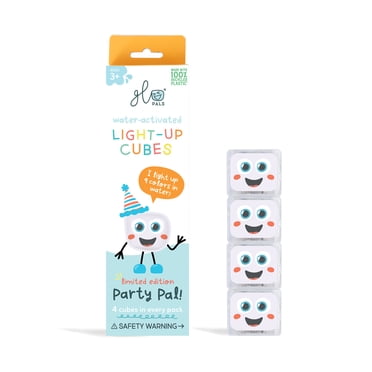 Glo Pals - Reusable Light-Up Cubes for Sensory Play 4pk - Party Pal - White