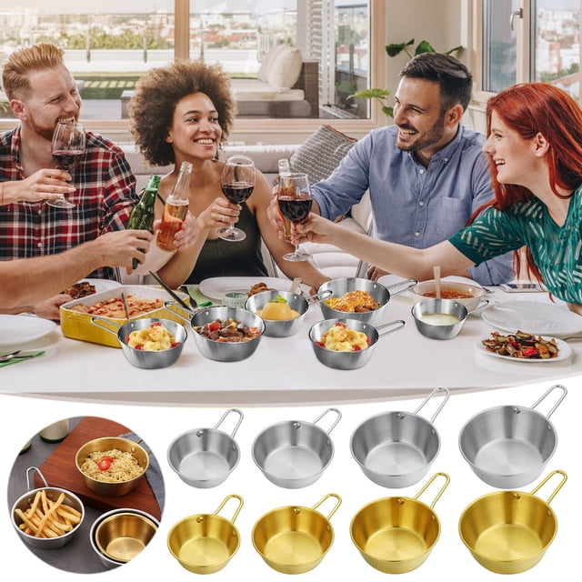 Vaidha Cooking Snack Seasoning Bowl With Handle, Golden Rice Bowl, Hot And Cold Wine Bowl, Stainless Steel Rice Wine Bowl