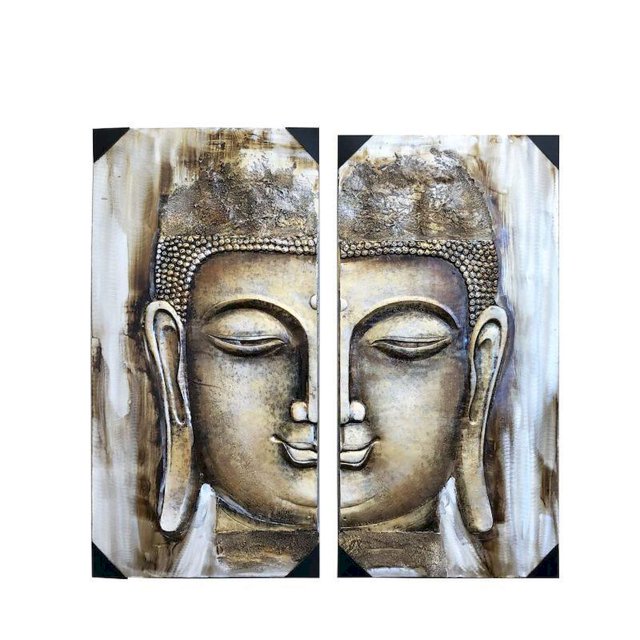 Deux Pièces 24 Pouces X 47 Pouces Tête de Bouddha Uvre d'Art