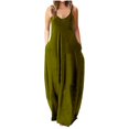 thumbnail image 1 of Robes d'Été pour Femmes Décontractées Grande Taille Uni Col Bretelles Gilet Ligne A Longue Robe Maxi avec Poche, 1 of 3