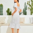 thumbnail image 5 of MEZZALL Robe Femme Florale à Encolure Carrée Robes Midi Robe de Maternité Enceinte Décontractée Robe Trapèze Longue Fluide à Smocks Robe Classique Tenue Quotidienne S, 5 of 5