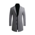thumbnail image 2 of EGNMCR Jackets for Men Fall/winter New Style Plus Cotton Solid Color Woolen Lapel Men's Overcoat Jacket, 2 of 5