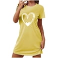 thumbnail image 1 of Amzcrzy Pyjamas pour Femmes Mode Imprimé Cœur Valentines Day Robe Décontractée Confortable à Manches Courtes Chemises de Nuit pour Femmes Valentines Day Cadeaux, 1 of 5