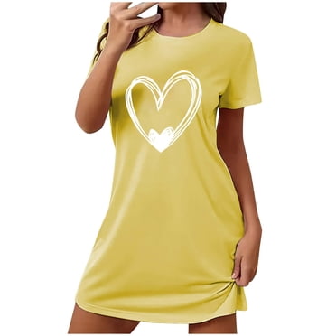 Cameland Nuisette pour Femme Grande Taille à Manches Courtes Chemise de Nuit Imprimée Robe de Nuit Ample Décontractée Tenue de Nuit