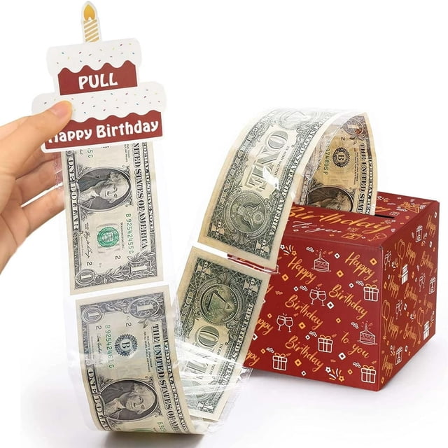 CNKOO Happy Birthday Day Money Box for Cash Gift Pull Money Gift Boxes for Cash Money Box for Cash Gift Colourful Money Holder for Cash with Pull Out Card DIY Set Surprise Birthday Gift B