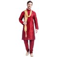 thumbnail image 1 of Ensemble Kurta Pyjama Foulard pour Homme Indien Indien Robe de Fête de Mariage (Bordeaux, L), 1 of 6
