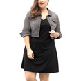thumbnail image 3 of GRACE & GRANDEUR Women's Plus Jean Jackets Button Down Denim Bomber Jacket, 3 of 5