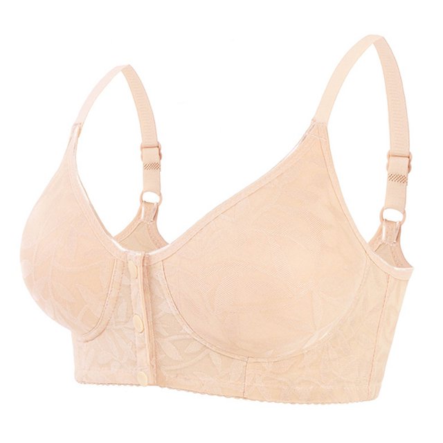 VEKDONE Woman's Solid Color Thin Style Ventilate Large Size Bra Without Steel Rim Beige 46/105