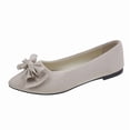 thumbnail image 1 of Xfvqtps Womens Pointed Toe Bow Flats Colorful Quilted Insole Comfortable Casual Flat Shoes for Work Leisure Beige, 1 of 5