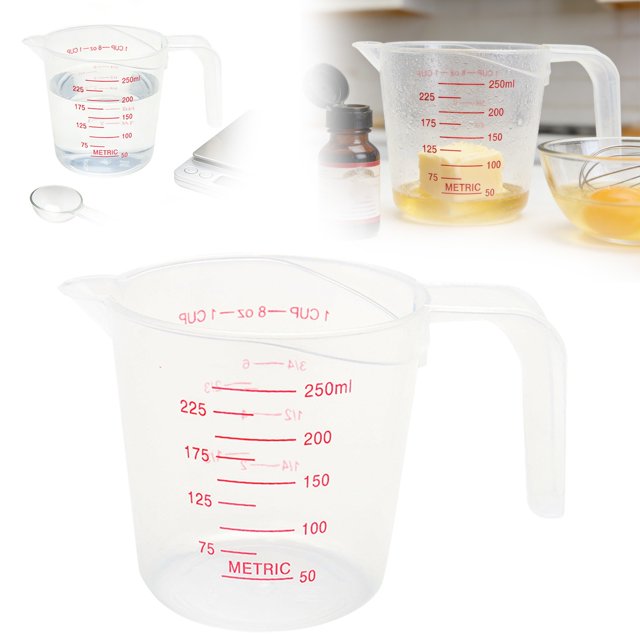250ML Clear Graduated Water Cup, Graduated Measuring Cup, Oil Measuring Cup, Baking Metering Tool, Measuring Tools, Liquid Measure Cup, Measuring Cup With Scale, Plastic Measuring Cup