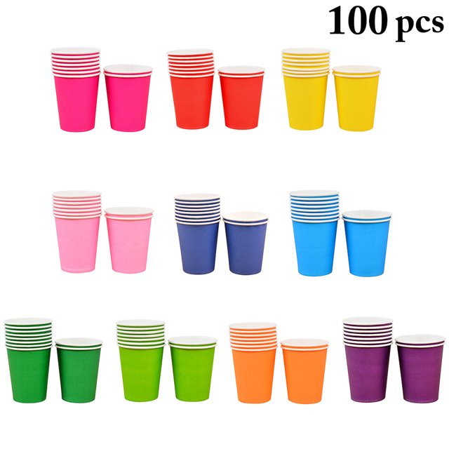 100PCS Paper Cups 9oz Disposable Cups Party Drinking Cups for Water Juice Cooler
