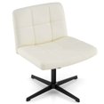 thumbnail image 1 of Costway Chaise Croisée Chaise de Bureau Jambes Croisées avec Siège Surdimensionné en U Sans Roulettes Beige, 1 of 10
