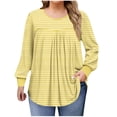 thumbnail image 1 of Lmnyox Hauts Grande Taille pour Femmes, Manches Longues Surdimensionnées, Col Rond, Chemises Plissées, Blouses Décontractées Mode, 1 of 6
