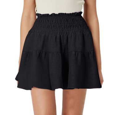 Women's High Waist A Line Mini Skirt - Flowy Pleated Ruffles, Cute Style for Summer Dating - S-XXL Sizes