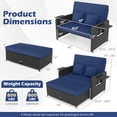 thumbnail image 3 of Costway 2 PCS PE Wicker Outdoor Daybed with 4-Level Adjustable Backrest, Storage Ottoman Navy + Black, 3 of 10