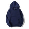 thumbnail image 2 of Yeahdor Men's Basic Long Sleeve Drawstring Hoodie Sweatshirt Casual Solid Color Pullover Tops Navy Blue S, 2 of 3
