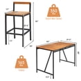 thumbnail image 4 of Costway 5PCS Patio Rattan Bar Table Stool Set Acacia Wood Top W/Umbrella Hole, 4 of 10