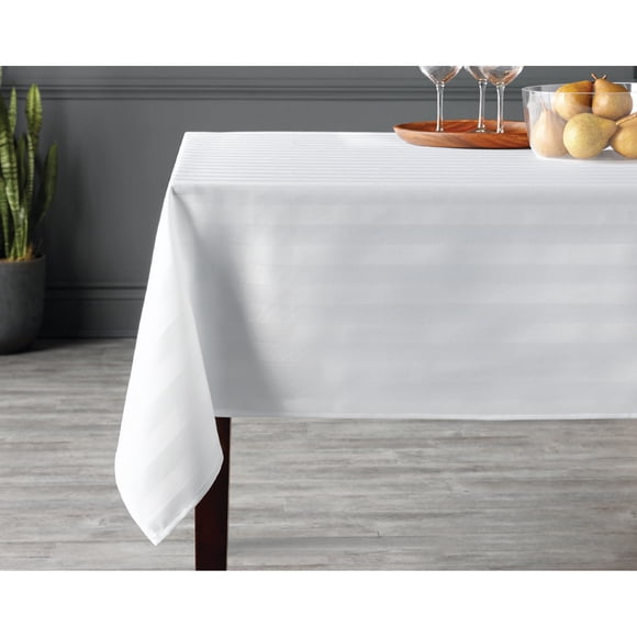 Hometrends Microfiber Stripe Tablecloth 60x102, White