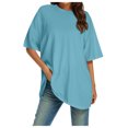 thumbnail image 1 of LUOGENLI T-shirts pour Femme pour Femmes Femmes T-Shirt à Col Rond Ajusté Hauts Basiques Manches Courtes T-Shirt d'Été Hauts T-Shirt Classique Tee T-shirts pour Femmes T-shirts Graphiques Tees Vintage Fête de la Saint-Patrick Bleu Ciel G, 1 of 4