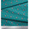 thumbnail image 3 of Soimoi Tissu en Poly Georgette Vert Imprimé Étoile Rouge et Bleu au Mètre 52 Pouces de Large, 3 of 3