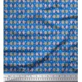 thumbnail image 3 of Soimoi Blue Rayon Fabric Hearts & Owl Bird Print Fabric by the Yard 42 Inch Wide, 3 of 5