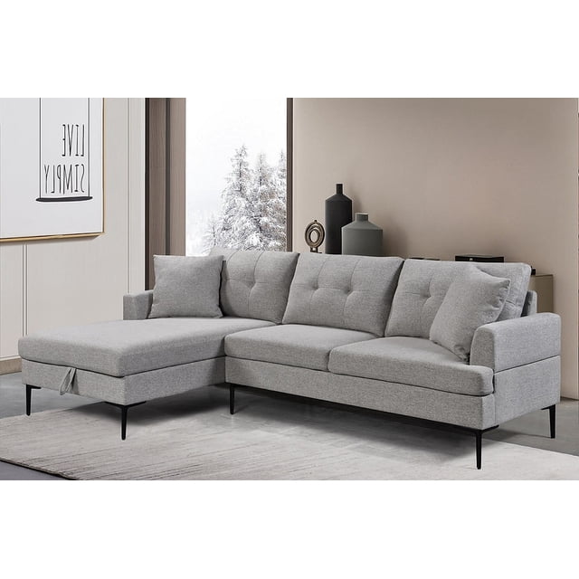Chaise Longue Rembourrée pour Gauche en Gris
