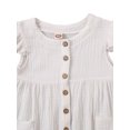 thumbnail image 2 of Gupgi Girls  Fly Sleeve Dress Solid Color Round Collar Single-breasted Dresses, 2 of 9