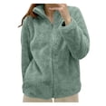 thumbnail image 1 of Kcodviy Women's Solid Color Fleece Large Woman Jackets Jacket Collar Zip Up Full Length Leopard Print Coat Cozy Outerwear, 1 of 3