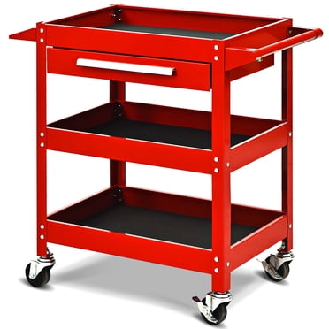 Patiojoy Tool Cart 3-Tray Rolling Tool Organizer With Drawer Industrial Storage Dollies