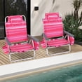 thumbnail image 4 of Patiojoy Lot de 4 Chaises de Plage Pliantes Type Sac à Dos Chaises Inclinables d'Extérieur à 5 Positions avec Oreiller Rose Foncé, 4 of 9