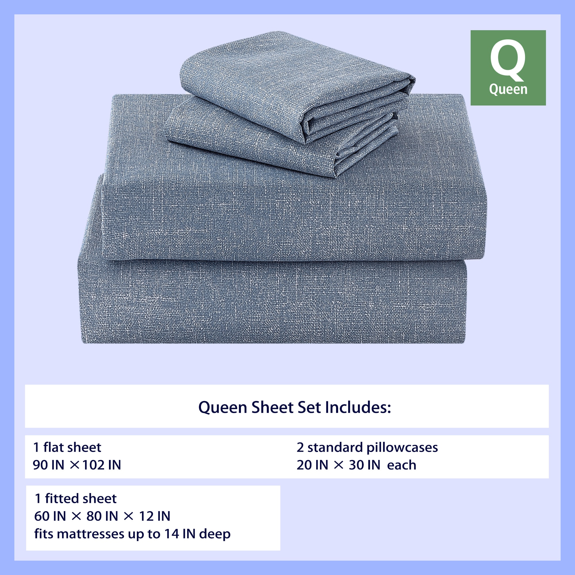 Mainstays Kids Microfiber Bed Sheet Set, Full,Blue Day, 4 Pieces