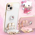 thumbnail image 2 of Hello Kitty Electroplated Plating Frame Phone Case For iPhone 11 12 13 14 Pro Max Mini XR XS X 8 7 6 6S Plus SE 2020 Back Cover LXY, 2 of 7