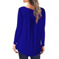 thumbnail image 3 of Timegard Tops for Women Ruched Notched V-Neck Long Sleeve Button Blouse Dressy Casual Tunic Tops, 3 of 5